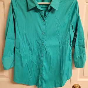 Worthington stretchy teal blouse,  size medium, new, no tags